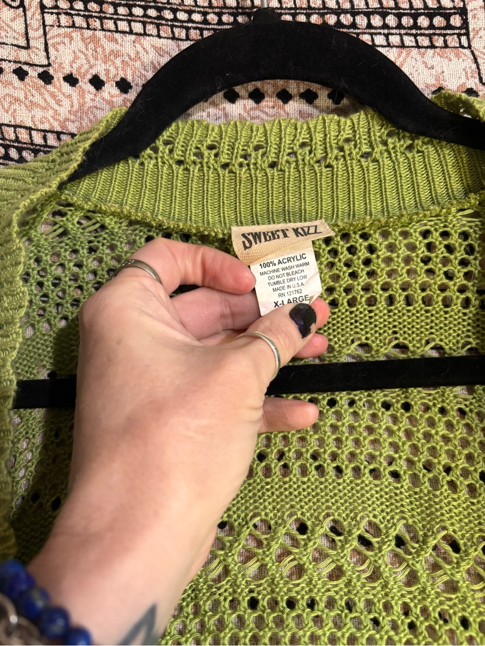 Sweet Kizz Bright Green open knit Cropped Summer Cardigan Size Xl - Picture 2 of 6